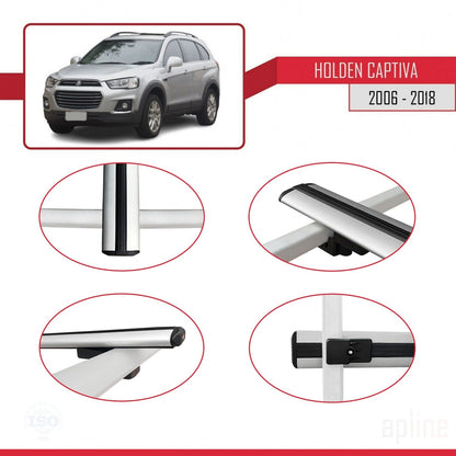 Kompatibel mit Holden Captiva 2006-2018 BASIC Model Relingträger Dachträger Auto Gepäckträger Grau Aluminium 3 Stangen
