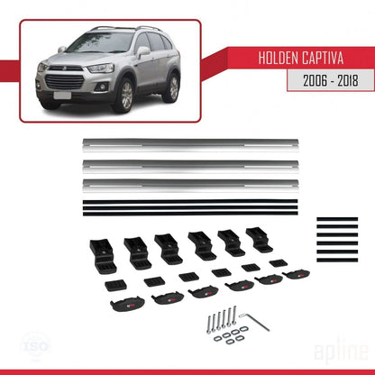 Kompatibel mit Holden Captiva 2006-2018 BASIC Model Relingträger Dachträger Auto Gepäckträger Grau Aluminium 3 Stangen