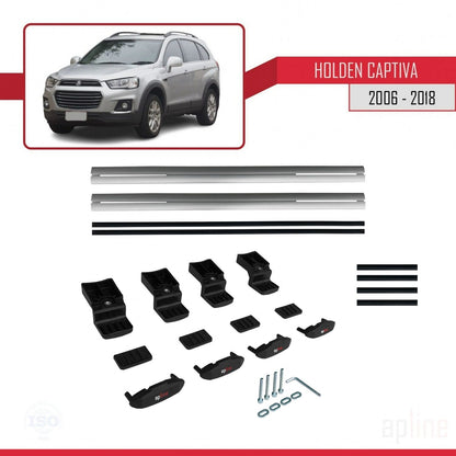 Kompatibel mit Holden Captiva 2006-2018 BASIC Model Relingträger Dachträger Auto Gepäckträger Grau Aluminium 2 Stangen
