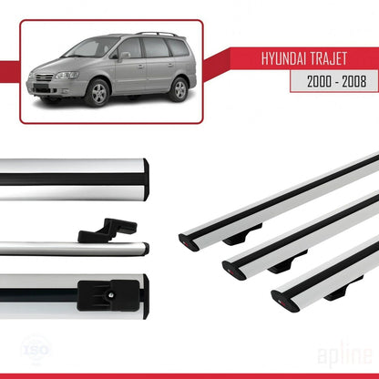 Compatible avec Hyundai Trajet 2000-2008 BASIC Model Barres de Toit Railing Porte-Bagages de Voiture Gris Aluminium 3 Barres