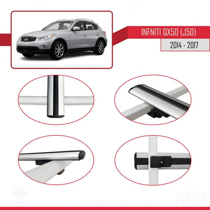 Compatible avec Infiniti QX50 (J50) 2014-2017 BASIC Model Barres de Toit Railing Porte-Bagages de Voiture Gris Aluminium 2 Barres