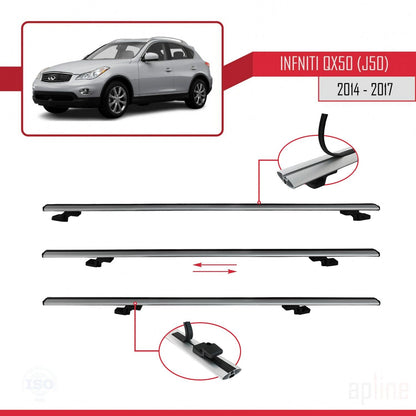 Compatible avec Infiniti QX50 (J50) 2014-2017 BASIC Model Barres de Toit Railing Porte-Bagages de Voiture Gris Aluminium 2 Barres