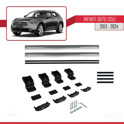 Compatible avec Infiniti QX70 (S51) 2013-2017 BASIC Model Barres de Toit Railing Porte-Bagages de Voiture Gris Aluminium 2 Barres