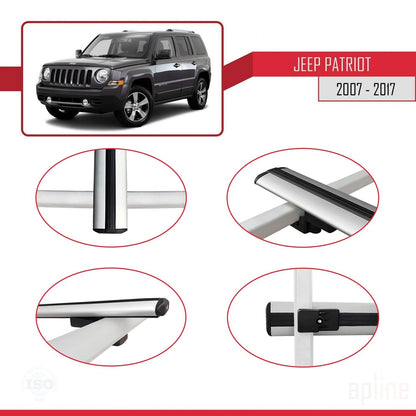 Compatible avec Jeep Patriot 2007-2017 BASIC Model Barres de Toit Railing Porte-Bagages de Voiture Gris Aluminium 2 Barres