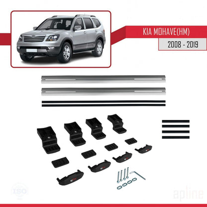 Kompatibel mit Kia Mohave (HM) 2008-2019 BASIC Model Relingträger Dachträger Auto Gepäckträger Grau Aluminium 2 Stangen