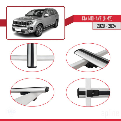 Kompatibel mit Kia Mohave 2 (HM2) 2020-2024 BASIC Model Relingträger Dachträger Auto Gepäckträger Grau Aluminium 2 Stangen