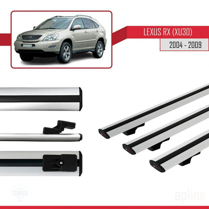 Kompatibel mit Lexus RX 2 (XU30) 2004-2009 BASIC Model Relingträger Dachträger Auto Gepäckträger Grau Aluminium 3 Stangen