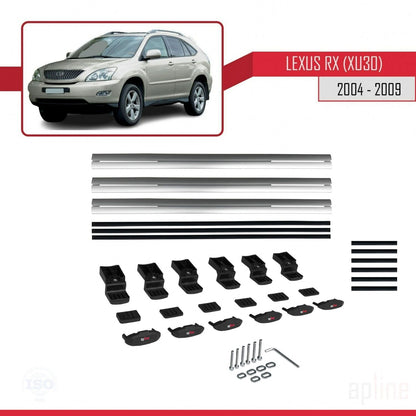 Kompatibel mit Lexus RX 2 (XU30) 2004-2009 BASIC Model Relingträger Dachträger Auto Gepäckträger Grau Aluminium 3 Stangen