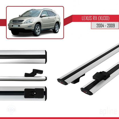Kompatibel mit Lexus RX 2 (XU30) 2004-2009 BASIC Model Relingträger Dachträger Auto Gepäckträger Grau Aluminium 2 Stangen