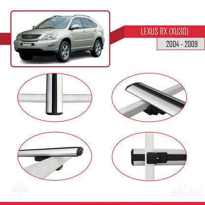Kompatibel mit Lexus RX 2 (XU30) 2004-2009 BASIC Model Relingträger Dachträger Auto Gepäckträger Grau Aluminium 2 Stangen