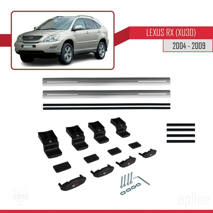 Kompatibel mit Lexus RX 2 (XU30) 2004-2009 BASIC Model Relingträger Dachträger Auto Gepäckträger Grau Aluminium 2 Stangen