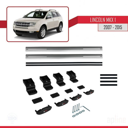 Compatible avec Lincoln MKX (U388) 2007-2015 BASIC Model Barres de Toit Railing Porte-Bagages de Voiture Gris Aluminium 2 Barres