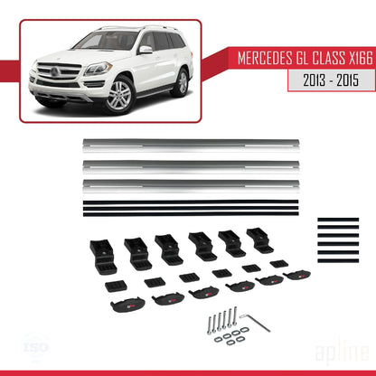 Kompatibel mit Mercedes GL Klasse 2 (X166) Pre-Facelift 2013-2015 BASIC Model Relingträger Dachträger Auto Gepäckträger Grau Aluminium 3 Stangen