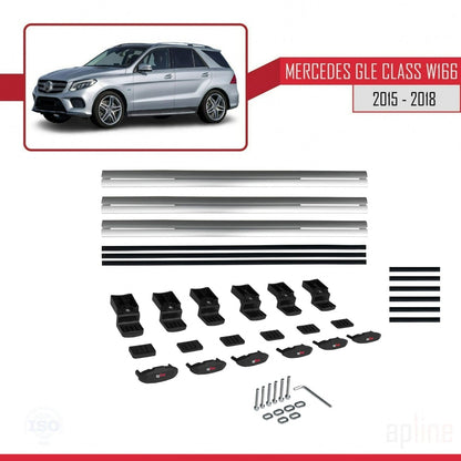 Kompatibel mit Mercedes GLE Klasse 3 (W166) 2015-2018 BASIC Model Relingträger Dachträger Auto Gepäckträger Grau Aluminium 3 Stangen