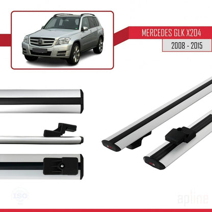 Kompatibel mit Mercedes GLK Klasse (X204) 2008-2015 BASIC Model Relingträger Dachträger Auto Gepäckträger Grau Aluminium 2 Stangen