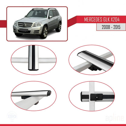 Kompatibel mit Mercedes GLK Klasse (X204) 2008-2015 BASIC Model Relingträger Dachträger Auto Gepäckträger Grau Aluminium 2 Stangen