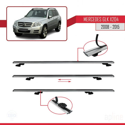 Kompatibel mit Mercedes GLK Klasse (X204) 2008-2015 BASIC Model Relingträger Dachträger Auto Gepäckträger Grau Aluminium 2 Stangen