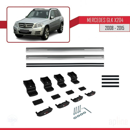 Kompatibel mit Mercedes GLK Klasse (X204) 2008-2015 BASIC Model Relingträger Dachträger Auto Gepäckträger Grau Aluminium 2 Stangen