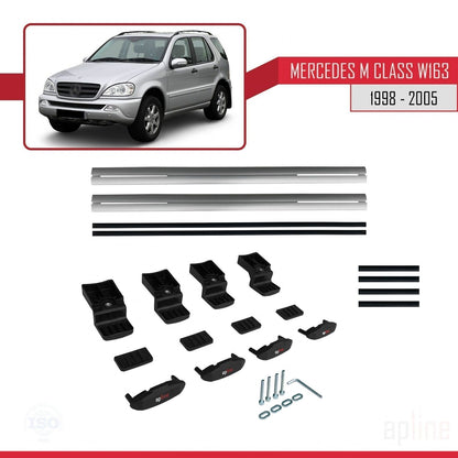 Kompatibel mit Mercedes M Klasse (W163) 1998-2005 BASIC Model Relingträger Dachträger Auto Gepäckträger Grau Aluminium 2 Stangen