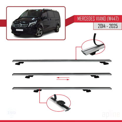 Compatible with Mercedes Viano 3 (W447) 2014-2025 BASIC Model Car Roof Rack Cross Bar Grey Aluminium 3 Bars