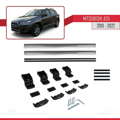 Compatible avec Mitsubishi ASX (GA) 2010-2022 BASIC Model Barres de Toit Railing Porte-Bagages de Voiture Gris Aluminium 2 Barres