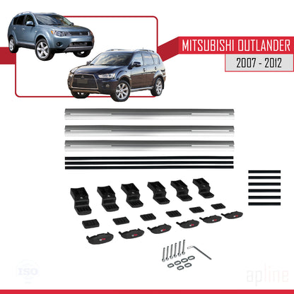 Compatible avec Mitsubishi Outlander 2 2007-2012 BASIC Model Barres de Toit Railing Porte-Bagages de Voiture Gris Aluminium 3 Barres