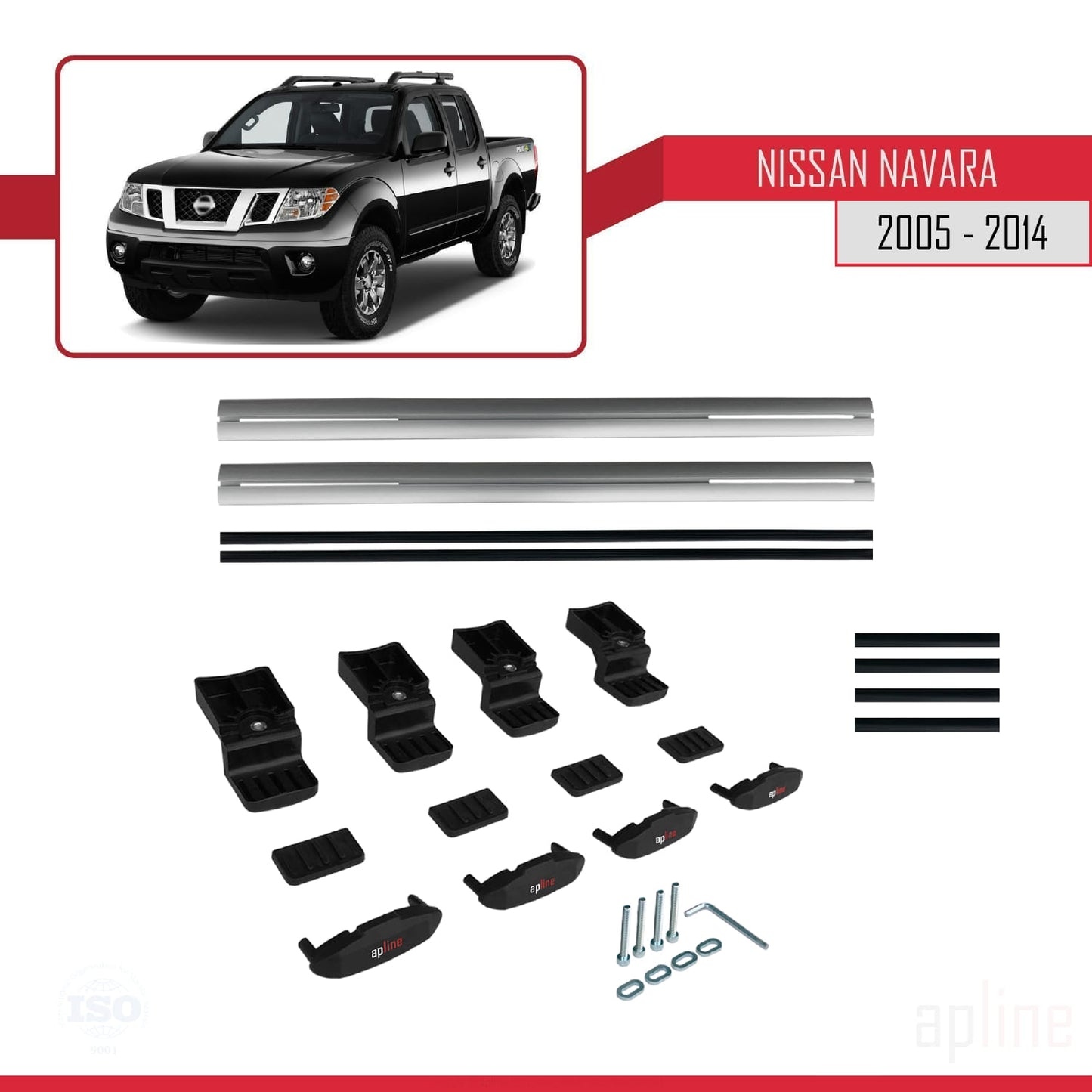 Kompatibel mit Nissan Navara 3 (D40) 2005-2014 BASIC Model Relingträger Dachträger Auto Gepäckträger Grau Aluminium 2 Stangen