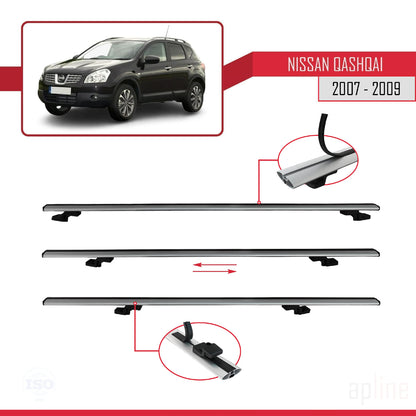 Kompatibel mit Nissan Qashqai (J10) Pre-Facelift 2007-2009 BASIC Model Relingträger Dachträger Auto Gepäckträger Grau Aluminium 2 Stangen