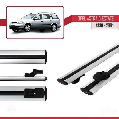 Compatible avec Opel Astra G (T98) Break 1998-2004 BASIC Model Barres de Toit Railing Porte-Bagages de Voiture Gris Aluminium 2 Barres