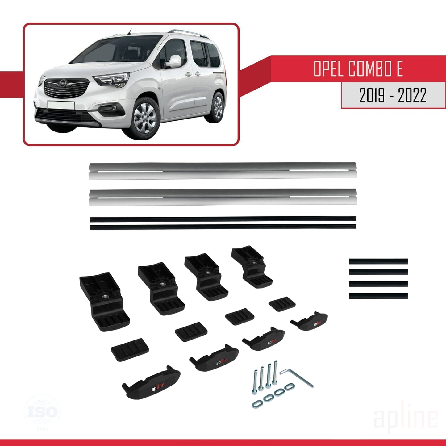 Compatible avec Opel Combo E Life 2019-2022 BASIC Model Barres de Toit Railing Porte-Bagages de Voiture Gris Aluminium 2 Barres