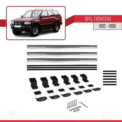 Compatible avec Opel Frontera 1992-1998 BASIC Model Barres de Toit Railing Porte-Bagages de Voiture Gris Aluminium 3 Barres
