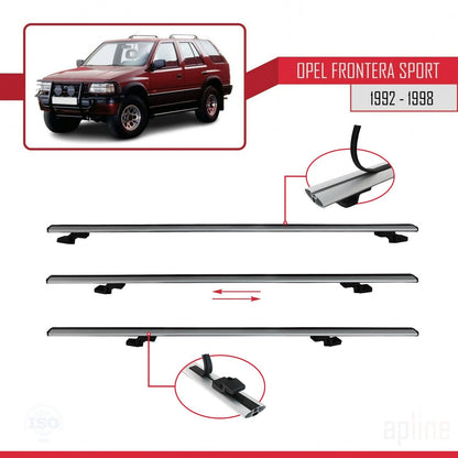 Compatible avec Opel Frontera Sport 1992-1998 BASIC Model Barres de Toit Railing Porte-Bagages de Voiture Gris Aluminium 3 Barres