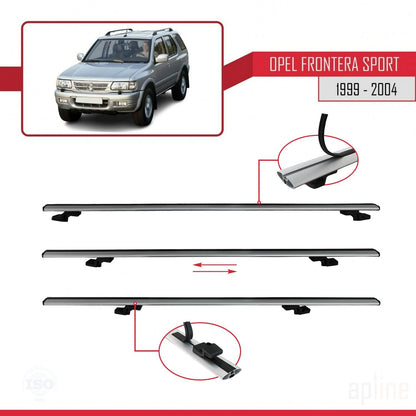 Compatible avec Opel Frontera Sport 2 1999-2004 BASIC Model Barres de Toit Railing Porte-Bagages de Voiture Gris Aluminium 2 Barres