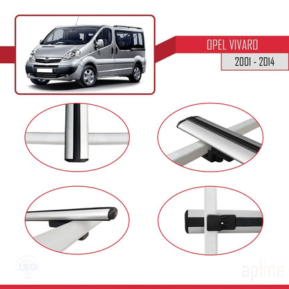 Compatible avec Opel Vivaro A 2001-2014 BASIC Model Barres de Toit Railing Porte-Bagages de Voiture Gris Aluminium 2 Barres