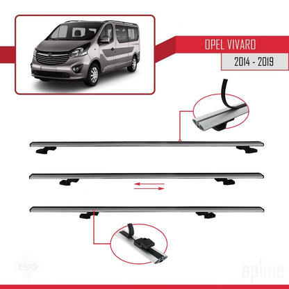 Compatible avec Opel Vivaro B 2014-2019 BASIC Model Barres de Toit Railing Porte-Bagages de Voiture Gris Aluminium 2 Barres