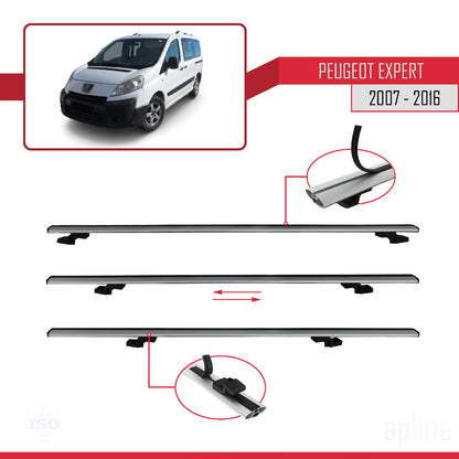 Compatible avec Peugeot Expert 2 2007-2016 BASIC Model Barres de Toit Railing Porte-Bagages de Voiture Gris Aluminium 3 Barres