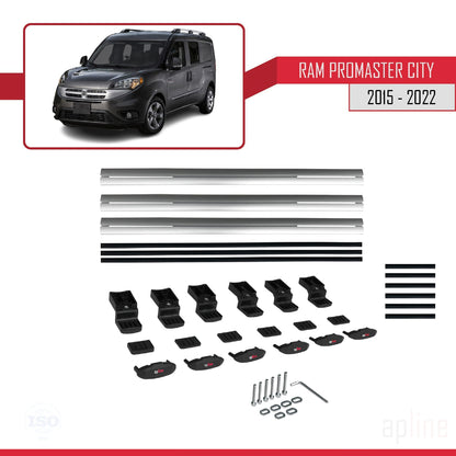 Compatible avec Ram Promaster City (636) 2015-2022 BASIC Model Barres de Toit Railing Porte-Bagages de Voiture Gris Aluminium 3 Barres