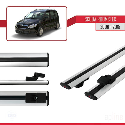 Compatible avec Skoda Roomster 2006-2015 BASIC Model Barres de Toit Railing Porte-Bagages de Voiture Gris Aluminium 2 Barres