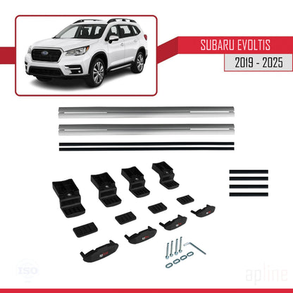 Compatible avec Subaru Evoltis 2019-2025 BASIC Model Barres de Toit Railing Porte-Bagages de Voiture Gris Aluminium 2 Barres