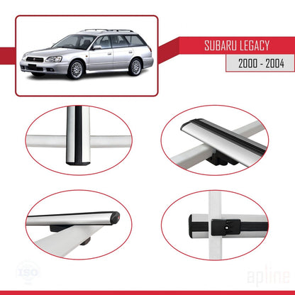 Compatible avec Subaru Legacy 3 (BE) 2000-2004 BASIC Model Barres de Toit Railing Porte-Bagages de Voiture Gris Aluminium 3 Barres