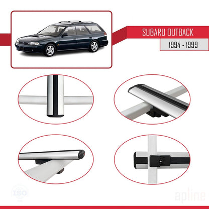 Compatible with Subaru Outback 1994-1999 BASIC Model Car Roof Rack Cross Bar Grey Aluminium 2 Bars