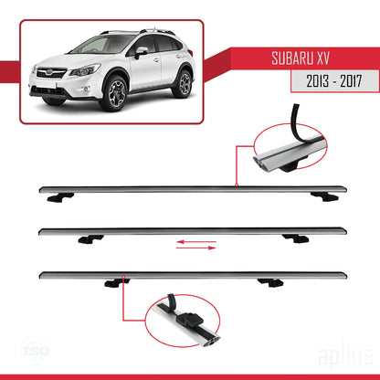 Compatible avec Subaru XV 2013-2017 BASIC Model Barres de Toit Railing Porte-Bagages de Voiture Gris Aluminium 2 Barres
