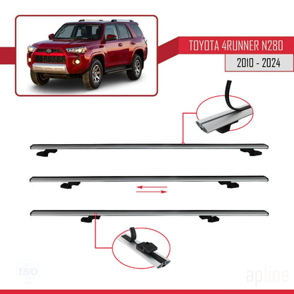 Compatible avec Toyota 4Runner (N280) 2010-2024 BASIC Model Barres de Toit Railing Porte-Bagages de Voiture Gris Aluminium 3 Barres