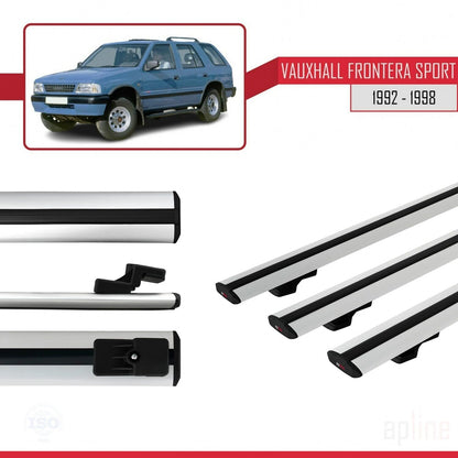 Compatible avec Vauxhall Frontera Sport 1992-1998 BASIC Model Barres de Toit Railing Porte-Bagages de Voiture Gris Aluminium 3 Barres