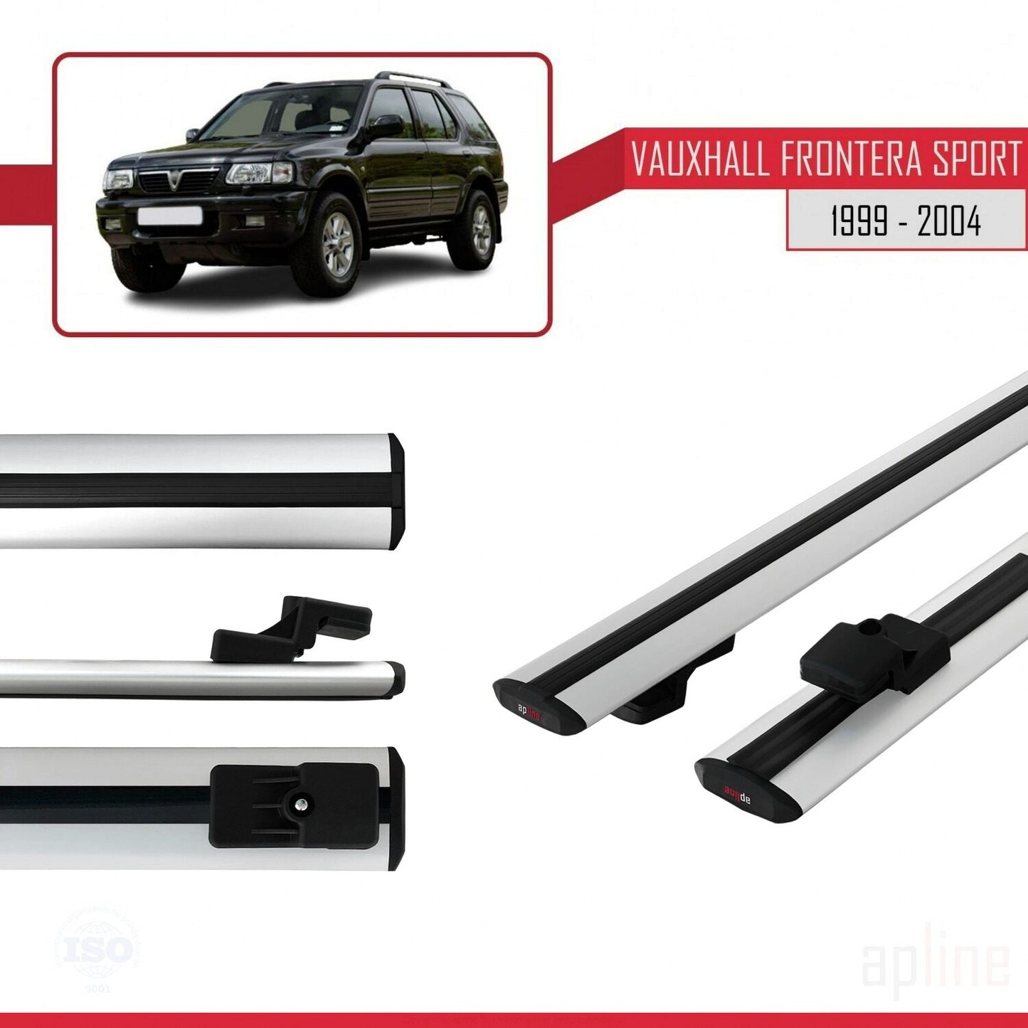 Compatible avec Vauxhall Frontera 2 Sport 1999-2004 BASIC Model Barres de Toit Railing Porte-Bagages de Voiture Gris Aluminium 2 Barres