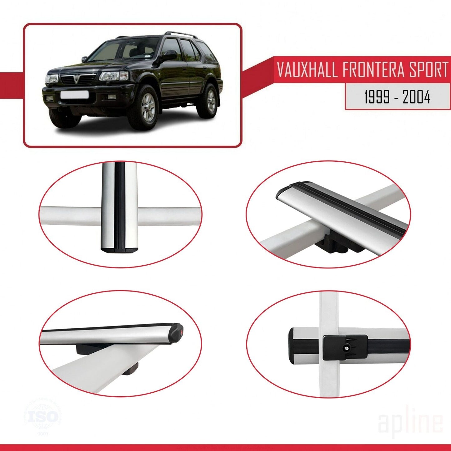 Compatible avec Vauxhall Frontera 2 Sport 1999-2004 BASIC Model Barres de Toit Railing Porte-Bagages de Voiture Gris Aluminium 2 Barres