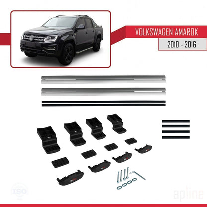 Compatible avec Volkswagen Amarok (2F) Pre-Facelift 2010-2016 BASIC Model Barres de Toit Railing Porte-Bagages de Voiture Gris Aluminium 2 Barres