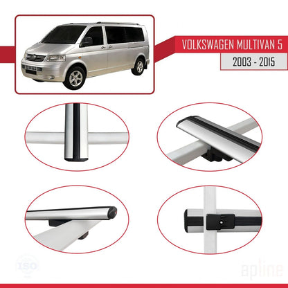 Compatible avec Volkswagen T5 Multivan 2003-2015 BASIC Model Barres de Toit Railing Porte-Bagages de Voiture Gris Aluminium 3 Barres