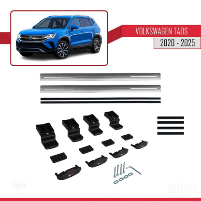 Compatible avec Volkswagen Taos 2021-2025 BASIC Model Barres de Toit Railing Porte-Bagages de Voiture Gris Aluminium 2 Barres