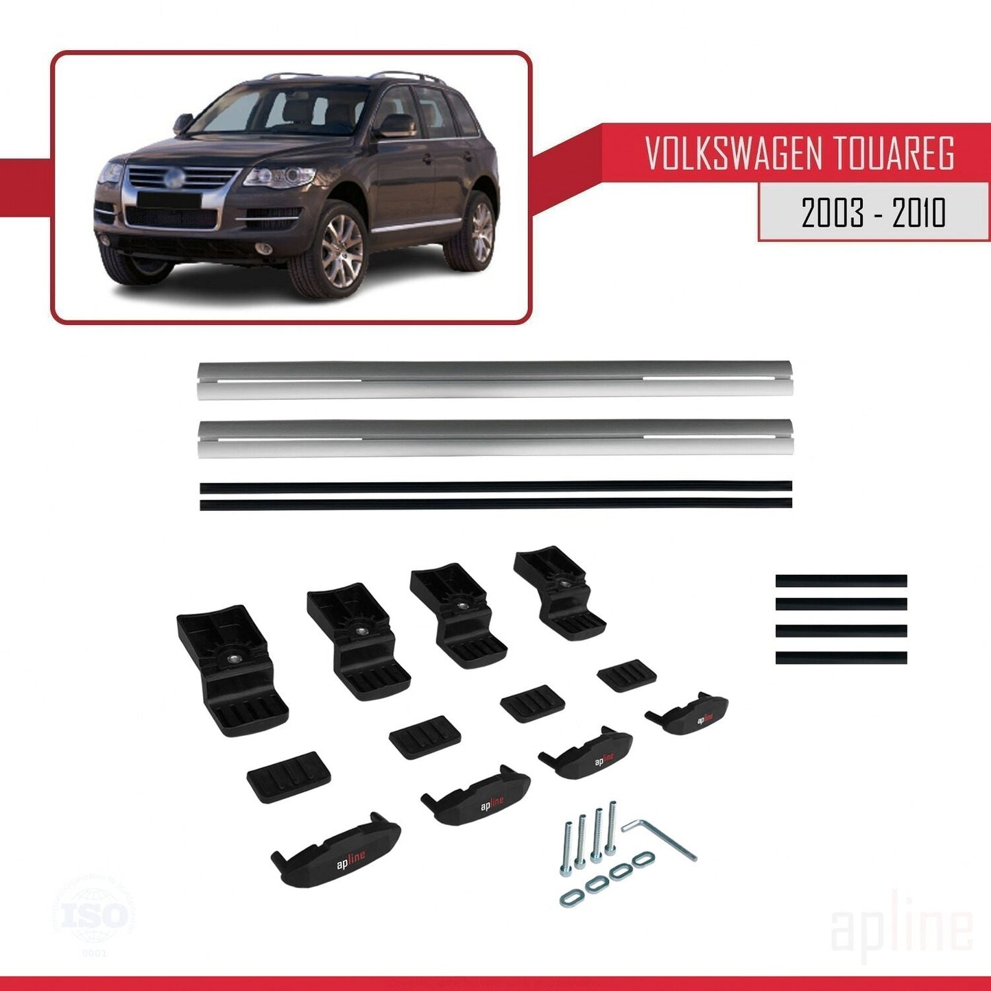 Compatible avec Volkswagen Touareg (7L) 2002-2010 BASIC Model Barres de Toit Railing Porte-Bagages de Voiture Gris Aluminium 2 Barres